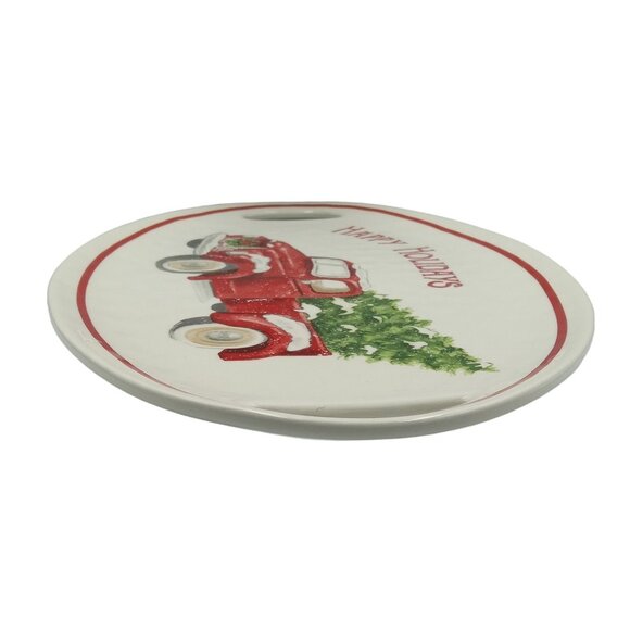 Mud Pie Platter Happy Holidays Red Truck With Christmas Tree Platter - Picture 4 of 11